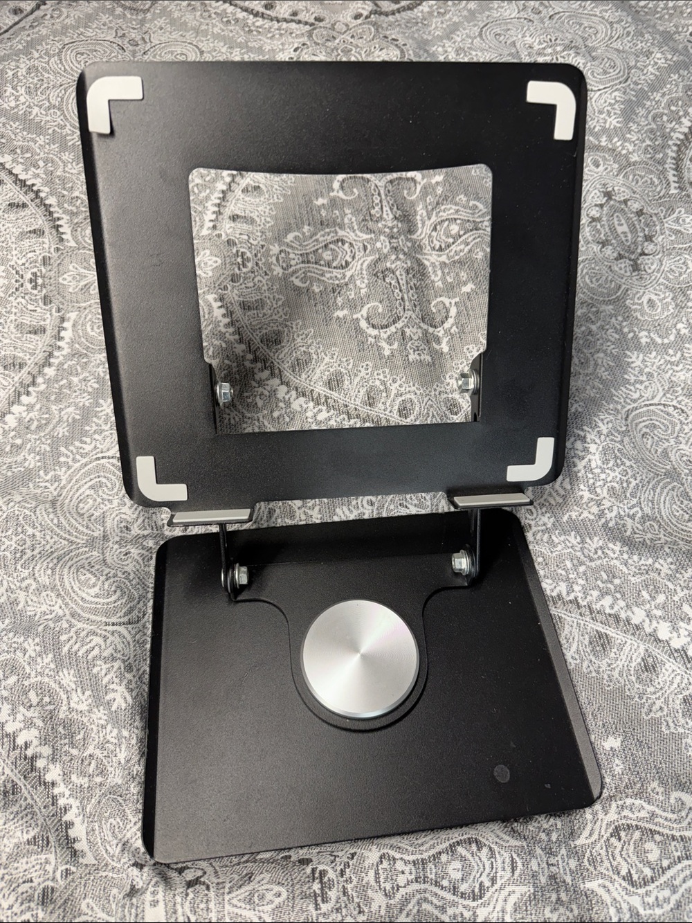 Black Adjustable Laptop/Tablet Stand with Silver Accent